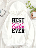 Women's Hoodie Best Big Sister Ever With Pink Hearts And Bold Typography Hoodie