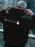 Men's Hoodie Musical Notes With Melodic Flow Surrounding Classical Guitar