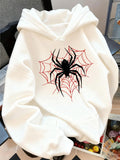 Women's Hoodie Striking Web Patterns With Black Spider In Center