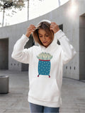 Women's Hoodie Playful Polka Dot Planter With Green Succulent Plant