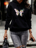 Women's Hoodie Blooming Colorful Floral Wings With Delicate Graceful Butterfly