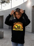 Women's Hoodie Have A Bootiful Night With Haunted Houses Glowing Full Moon And Scary Cat Halloween