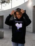 Women's Hoodie Summer Dreamy Purple Leaves With Glowing Flower Girl