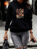 Women's Hoodie Elegant Retro Floral Pattern With Autumn Leaves And Botanical Blooms Hoodie