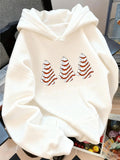 Women's Hoodie Snowy Candy Stripes On Three Winter Pine Trees