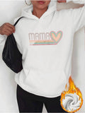 Women's Hoodie Mama With Pastel Colored Heart And Retro Rainbow Stripes Hoodie