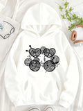 Women's Hoodie Cozy Hearts And Playful Yarn Balls With Cute Cat Paw Prints