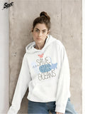 Women's Hoodie Save Our Oceans With Blue Waves And Gentle Whale