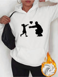 Women's Hoodie Warm Family Love Embracing Under Tender Heart Silhouette Figure