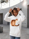 Women's Hoodie Peaceful Urban Setting With Orange Tabby Sitting Graceful Cat