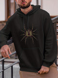 Men's Hoodie Golden Webbed Sparkling Jewels Under Nighttime Glow Spider