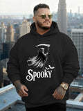 Men's Hoodie Spooky Flowing Grim Reaper Figure Holding Scythe Among Small Flying Bats Hoodie