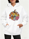 Women's Hoodie Autumnal Bouquet With Colorful Daisies Blossoming Over Large Pumpkin