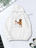 Women's Hoodie Wine Bottles With Playful Puppy In Cozy Atmosphere Dog