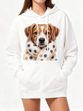 Women's Hoodie Playful Puppy Wrapped In Soft Dotted Blanket Dog