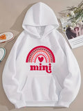 Men's Hoodie Mini Pink Arc Rainbow And Heart With Playful Lettering Hoodie