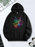 Women's Hoodie Vivid Neon Glowing Colors Radiating On Cluster Of Butterflies Hoodie