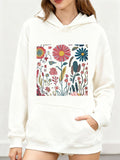 Women's Hoodie Colorful Wild Garden Flowers With Delicate Leaves And Subtle Botanical Pattern Flower