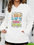 Women's Hoodie Colorful Confetti With Playful Letters And Festive Holiday Mood Happy New Year