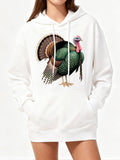 Women's Hoodie Wild Woodland Bird Among Subtle Feathers And Soft White Plumage Turkey