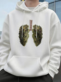Men's Hoodie Botanical Texture Depicting Anatomical Form Of Lungs Under Soft Daylight Lungs