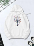 Women's Hoodie Colorful Butterflies Flying Among Leafless Tree