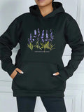 Women's Hoodie Wildflower Meadow With Lavender Among Fresh Green Stems Blossoms Hoodie