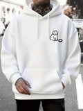 Men's Hoodie Minimal Line Art Sitting Dog With Oval Shaped Toy