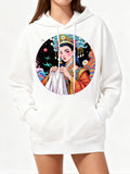 Women's Hoodie Colorful Celestial Fantasy With Drama Queen Surrounded By Mystical Elements