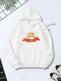 Women's Hoodie Radiant Sunset Mountains With Bear Under Glowing Sun