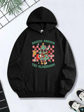 Women's Hoodie Rockin Around The Classroom With Festive Checkerboard Christmas Tree
