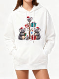 Women's Hoodie Festive Holiday Scene With Koalas Presents And Decoration Koala