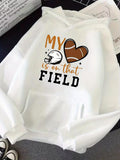 Men's Hoodie My Heart Is On That Field With Football Helmet And Brown Heart
