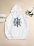 Women's Hoodie Delicate Blue Frosted Pattern Against Bright Snowflake