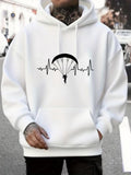Men's Hoodie Heartbeat Line With Paraglider Above Serene City Street Parachute
