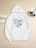 Women's Hoodie Pastel Blooming Flowers Arranged In A Heart Shaped Cluster Heart