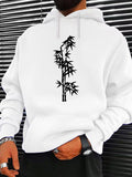 Men's Hoodie Graceful Ink Branches With Delicate Leaves Under Soft Sunlight Bamboo