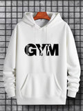 Men's Hoodie Motivational Fitness With Dumbbells And Barbell At The Modern Gym