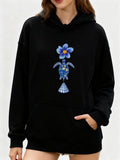 Women's Hoodie Delicate Blue Blossoms With Stylized Petals And Decorative Accents Flower