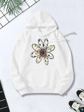 Women's Hoodie Colorful Patterns With Artistic Petals Surrounding A Bold Central Flower