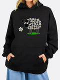 Women's Hoodie Whimsical Black Sheep Covered With White Daisies On Lush Green Meadow Sheep