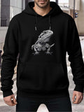 Men's Hoodie Wild Reptile Under Urban Shadows With Detailed Black Hooded Lizard