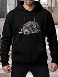 Men's Hoodie Calm Urban Style Hoodie With Realistic Lying Dog Graphic