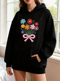 Women's Hoodie Vibrant Wildflower Bouquet With Pink Ribbon Under Sunlight Flower