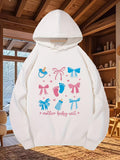 Women's Hoodie Mother Baby Unit With Pink Bows Pacifier And Blue Footprints Hoodie