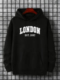 Men's Hoodie London Est 1997 Classic Minimalist Font Over Black Hoodie