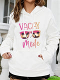 Women's Hoodie Vacay Mode Tropical Sunset With Palms Reflected In Sunglasses
