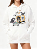 Women's Hoodie Curious Playful Cats Gathered Around Yarn Balls Cat