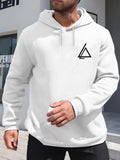 Men's Hoodie Minimalist Line Art Triangle Symbol On Soft White Hoodie