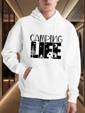 Men's Hoodie Camping Life With Forest Trees And Camper Under Starry Sky